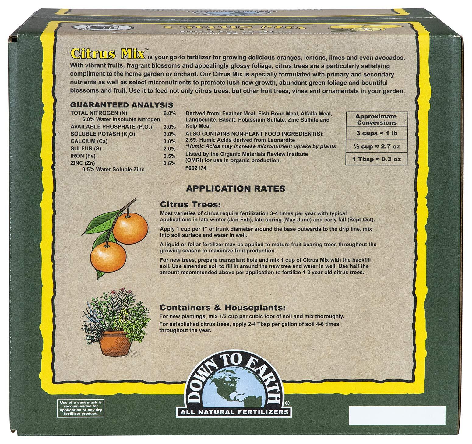 Down to Earth Organic Citrus Fertilizer Mix 6-3-3, 15 lb
