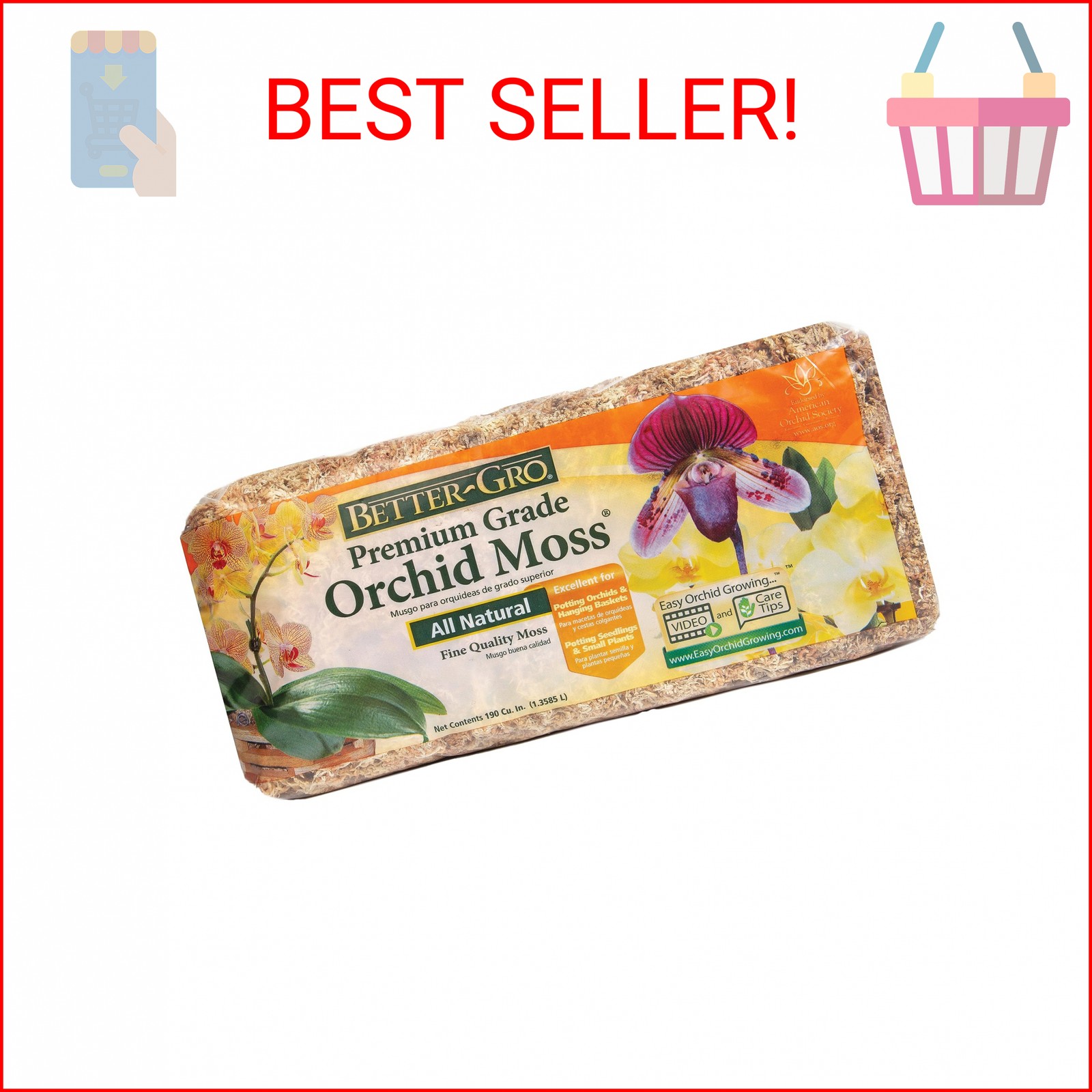 Better-Gro Premium Grade Orchid Moss – 100% Natural, Imported Sphagnum Moss for