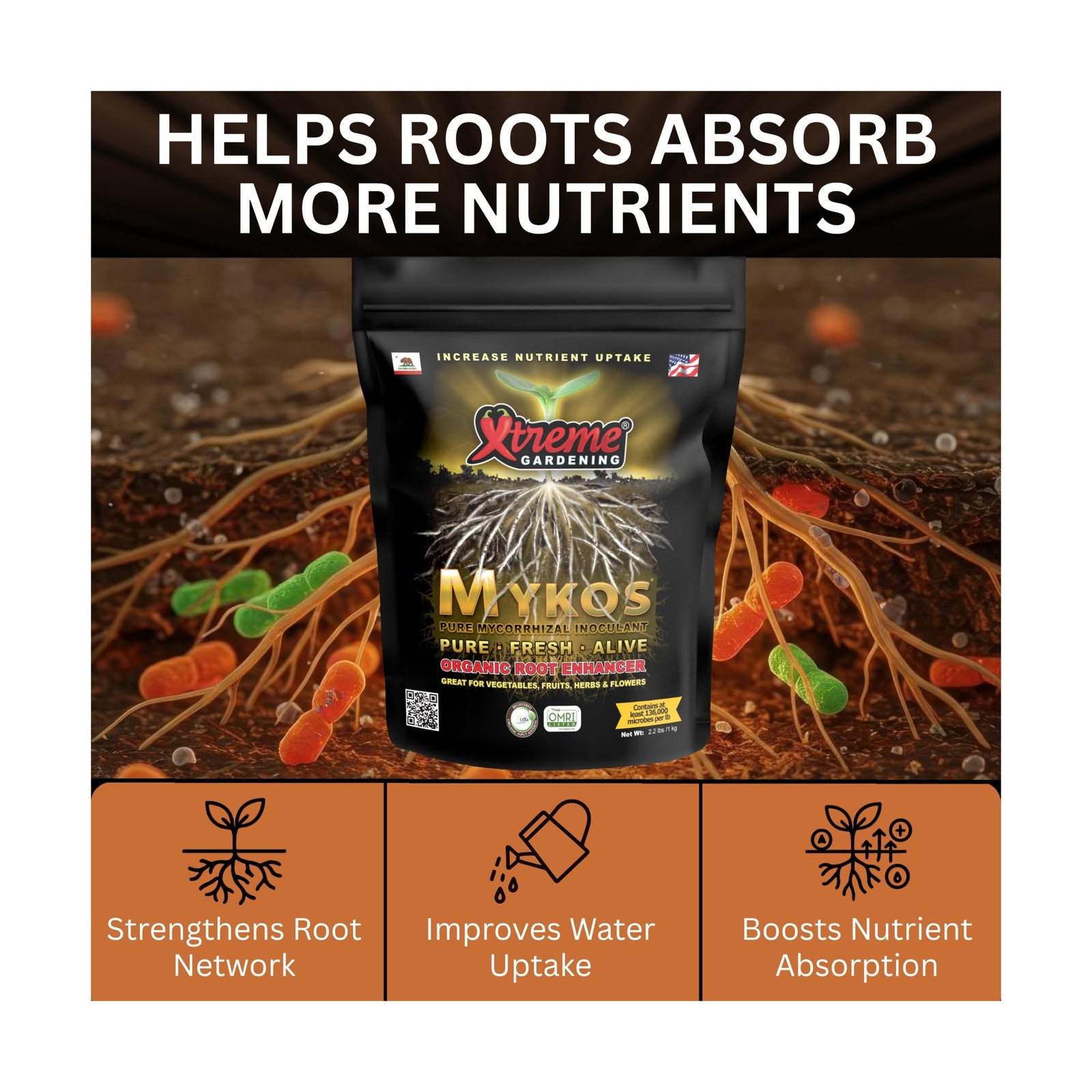 Xtreme Gardening Mykos 20 lb – Mycorrhizal Fungi Root Stimulator for Plant