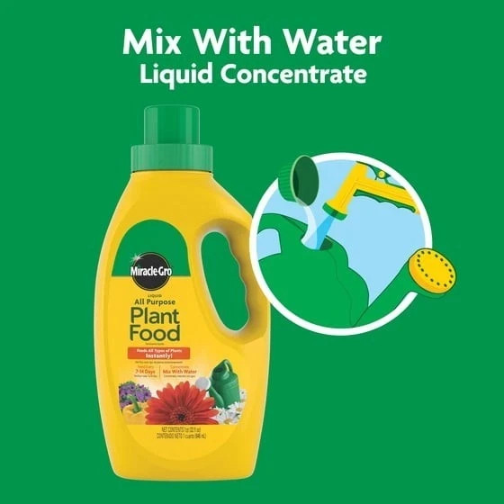 Miracle-Gro Liquid All Purpose Plant Food, Concentrate, For All Plant Types, 32