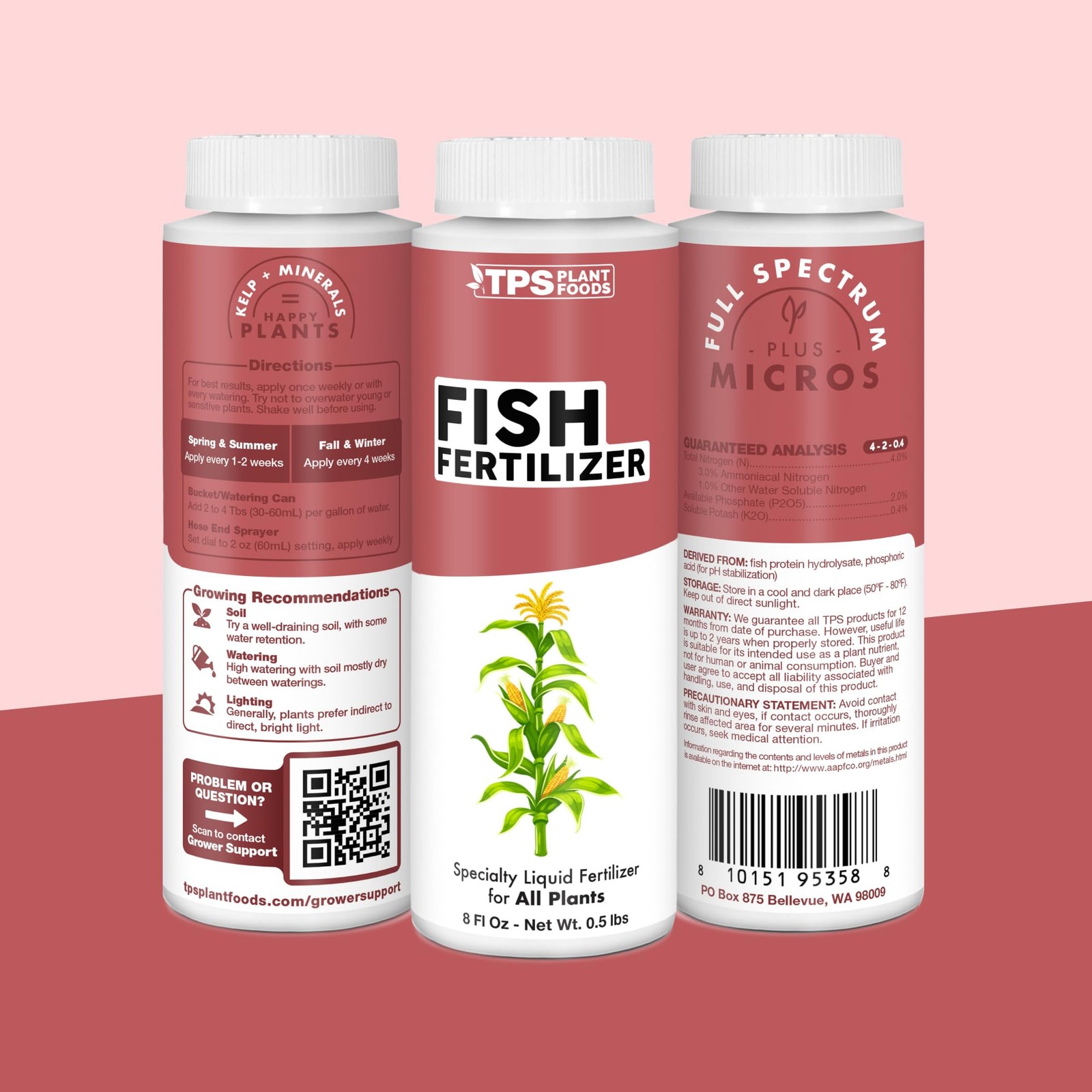 Fish Fertilizer – Liquid Supplement for Lush Growth, 8 oz (1/2 Pint)