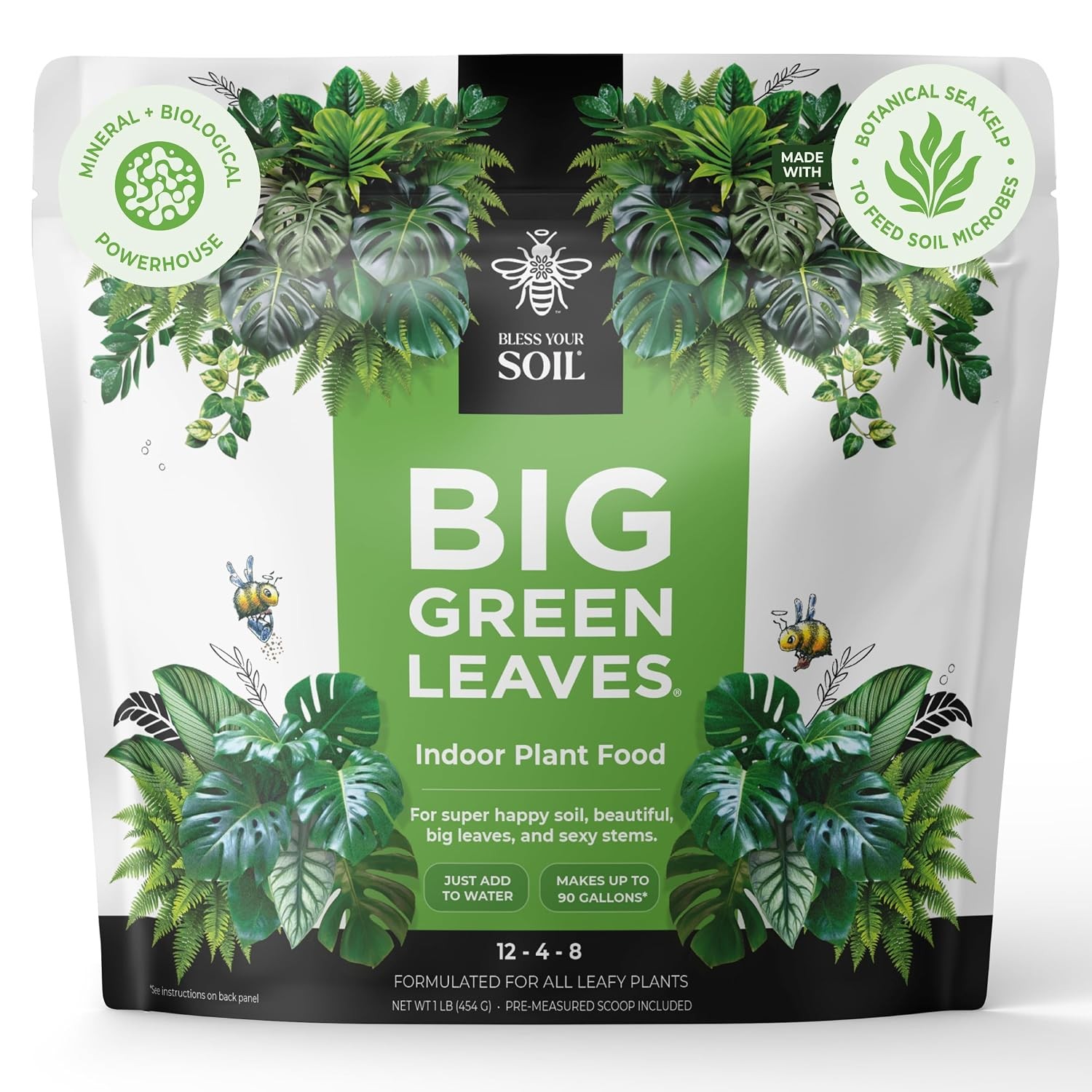 Big Green Leaves Indoor Plant Food – 4X Concentrated Fertilizer, 1 lb | Fast-act