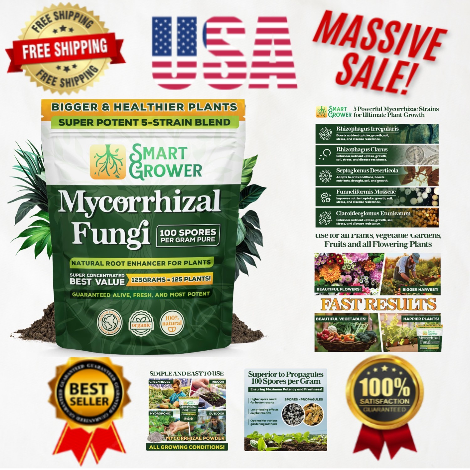 Organic Mycorrhizal Fungi Root Enhancer – 125g – 100 Spores/G for Vibrant Plants