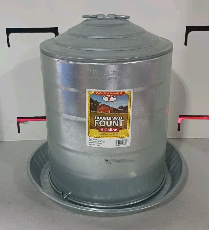 Little Giant Double Wall Metal Poultry Fount 5 Gallon – 9835 USA (Open Box)