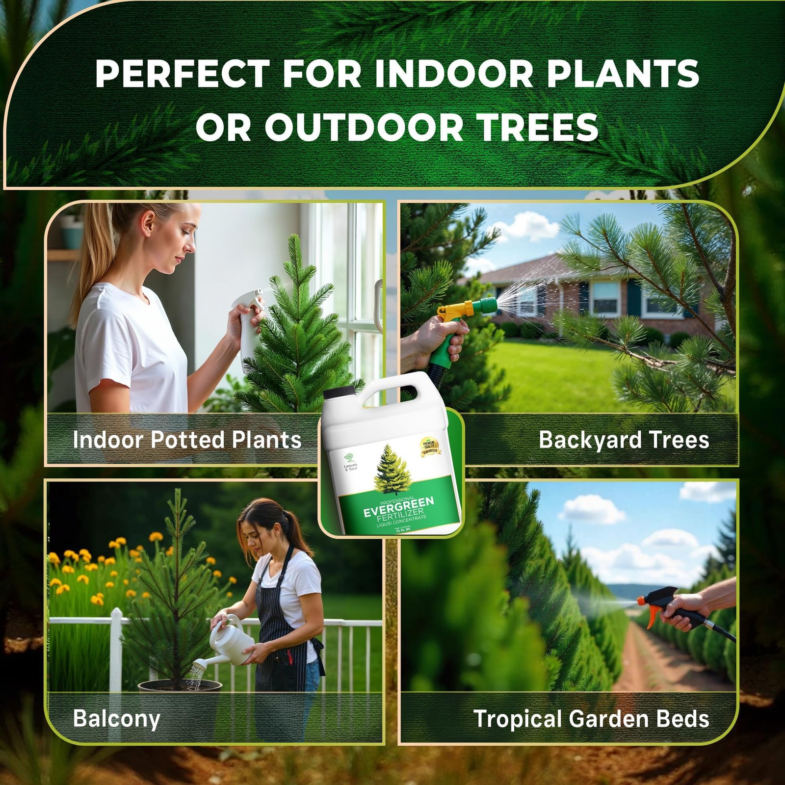 Leaves and Soul Evergreen Tree Fertilizer 32 oz, Professional Liquid Evergree…