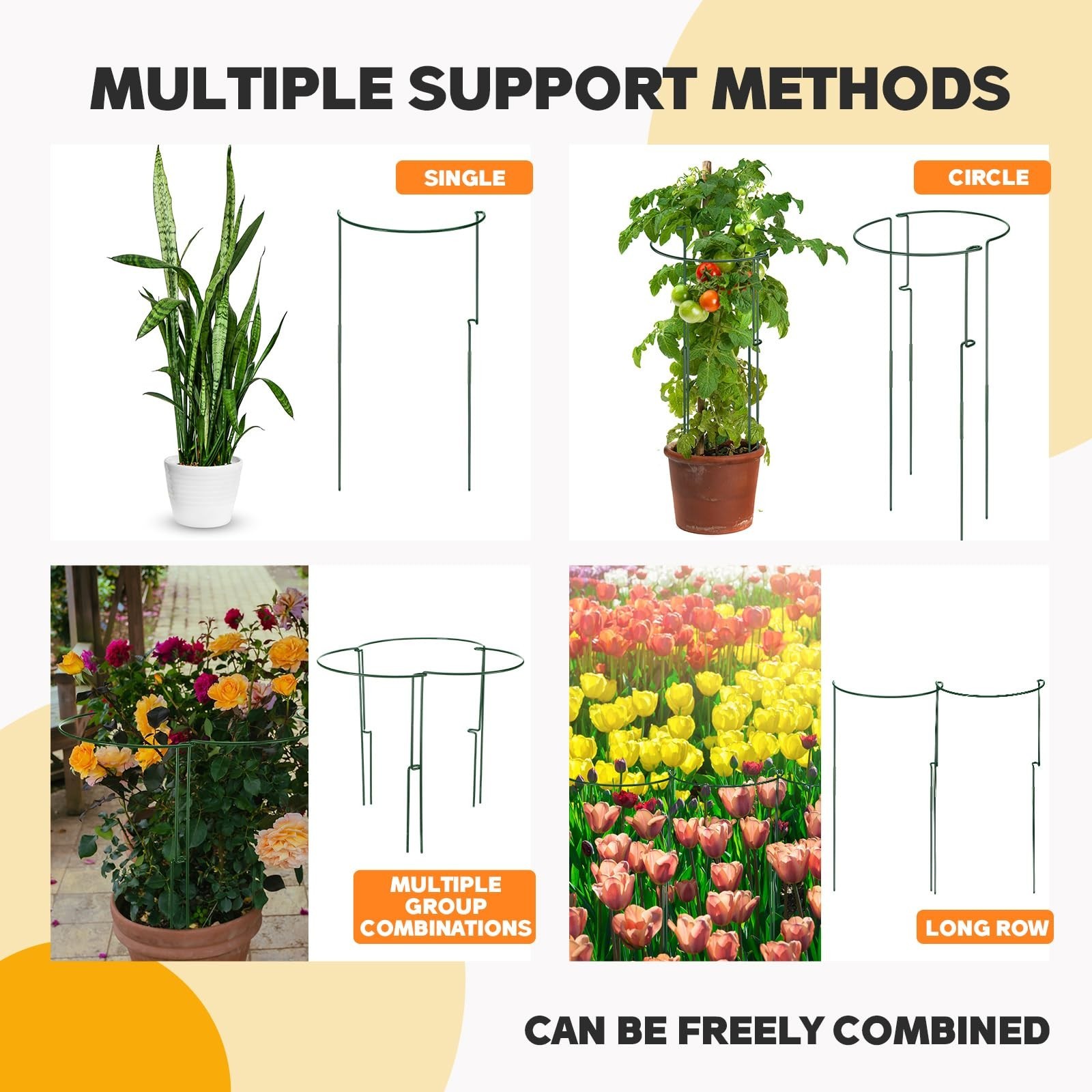 Menkxi 16 Pack Plant Support Stakes 30″ H x 11.5″ W Half Round Peony Cages an…