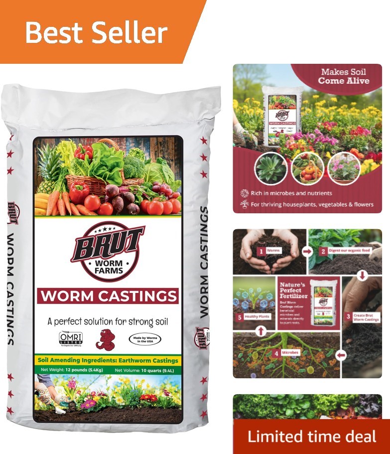 12 lb Organic Worm Castings for Soil Fertility Outdoor and Indoor Plants
