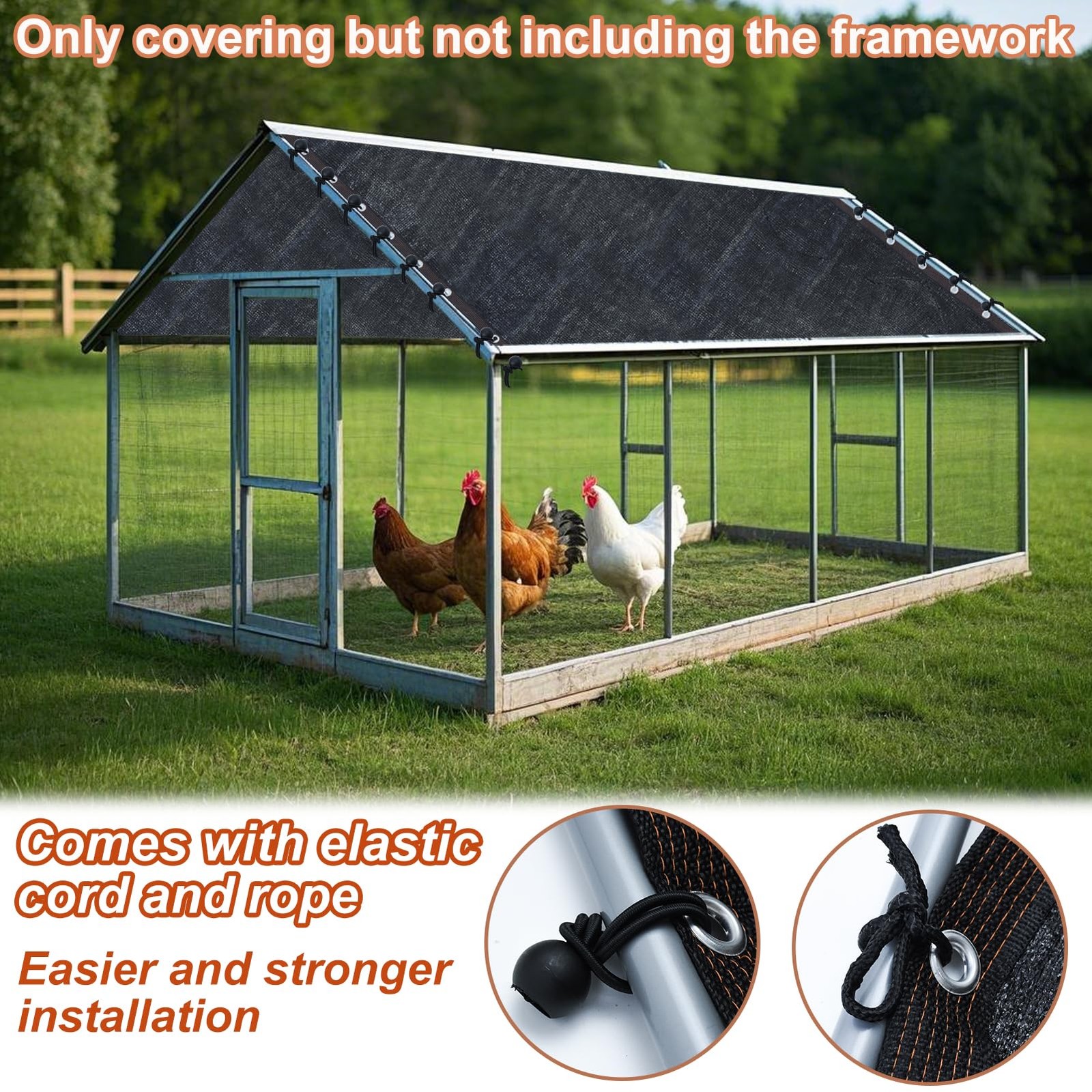 Voccos 11.5 6.6 Ft Chicken Coop Cover High Density Uv 90 Black Shade Cloth For