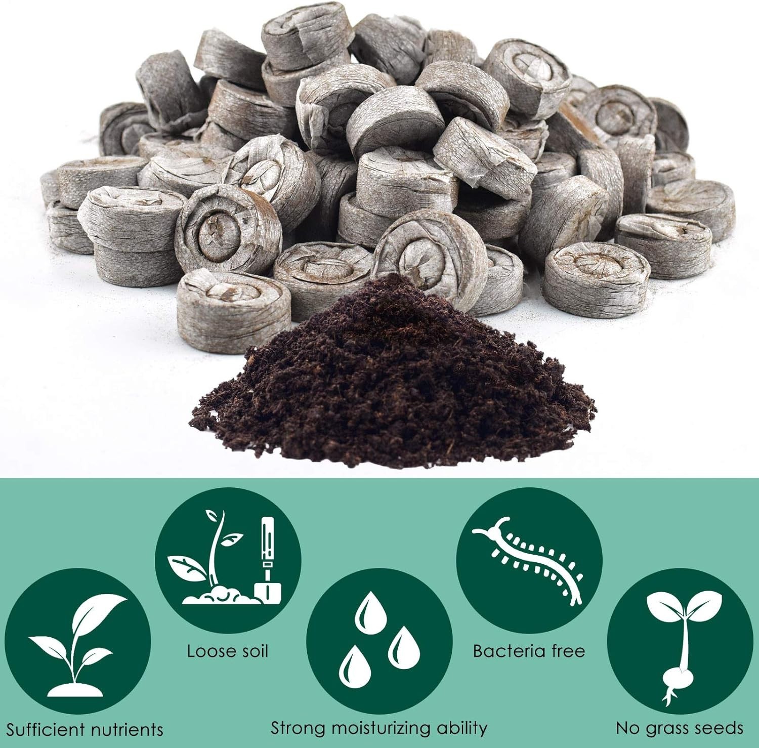 100 Pcs 30Mm Peat Pellets Seed Starter Soil Pods Plugs for Vegetable Seedling