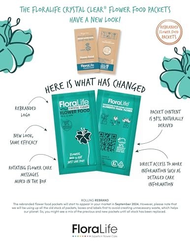 Cut Flower Preservative Food 5gm Packet Makes 1 Pint Solution for Bouquets