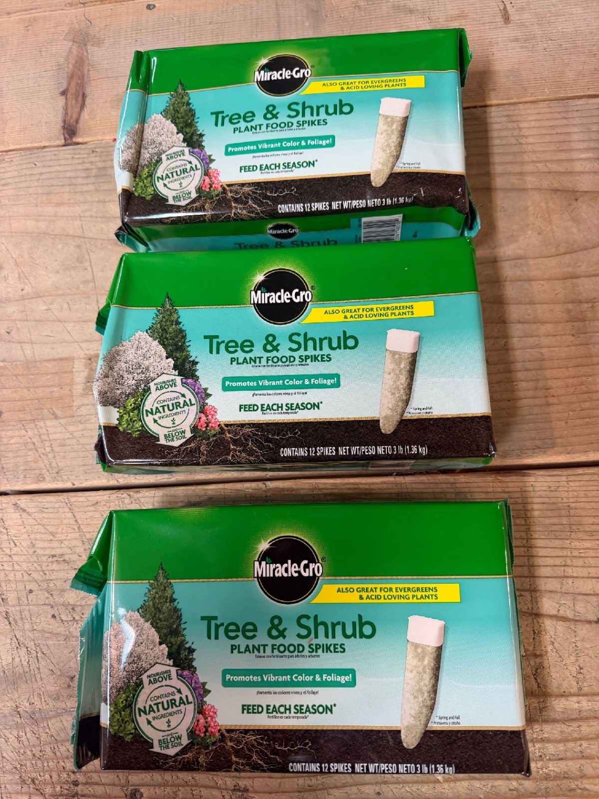 Miracle-Gro 12 Pk Tree & Shrub 15-5-10 Plant Food Fertilizer Spikes – Pack of 3