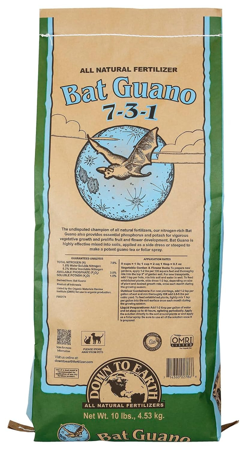 Organic Bat Guano – 7-3-1, 10 Lb | High Nitrogen Plant Food for Rapid Vegetative