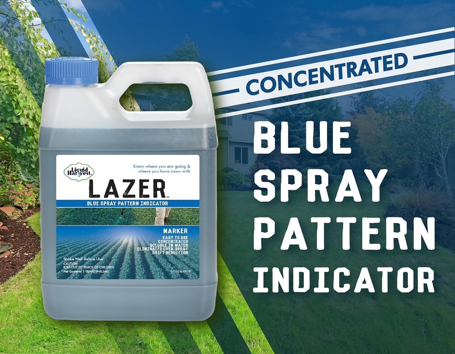 Lazer Blue 32 Ounces Concentrated Spray Pattern Indicator Perfect Weed/