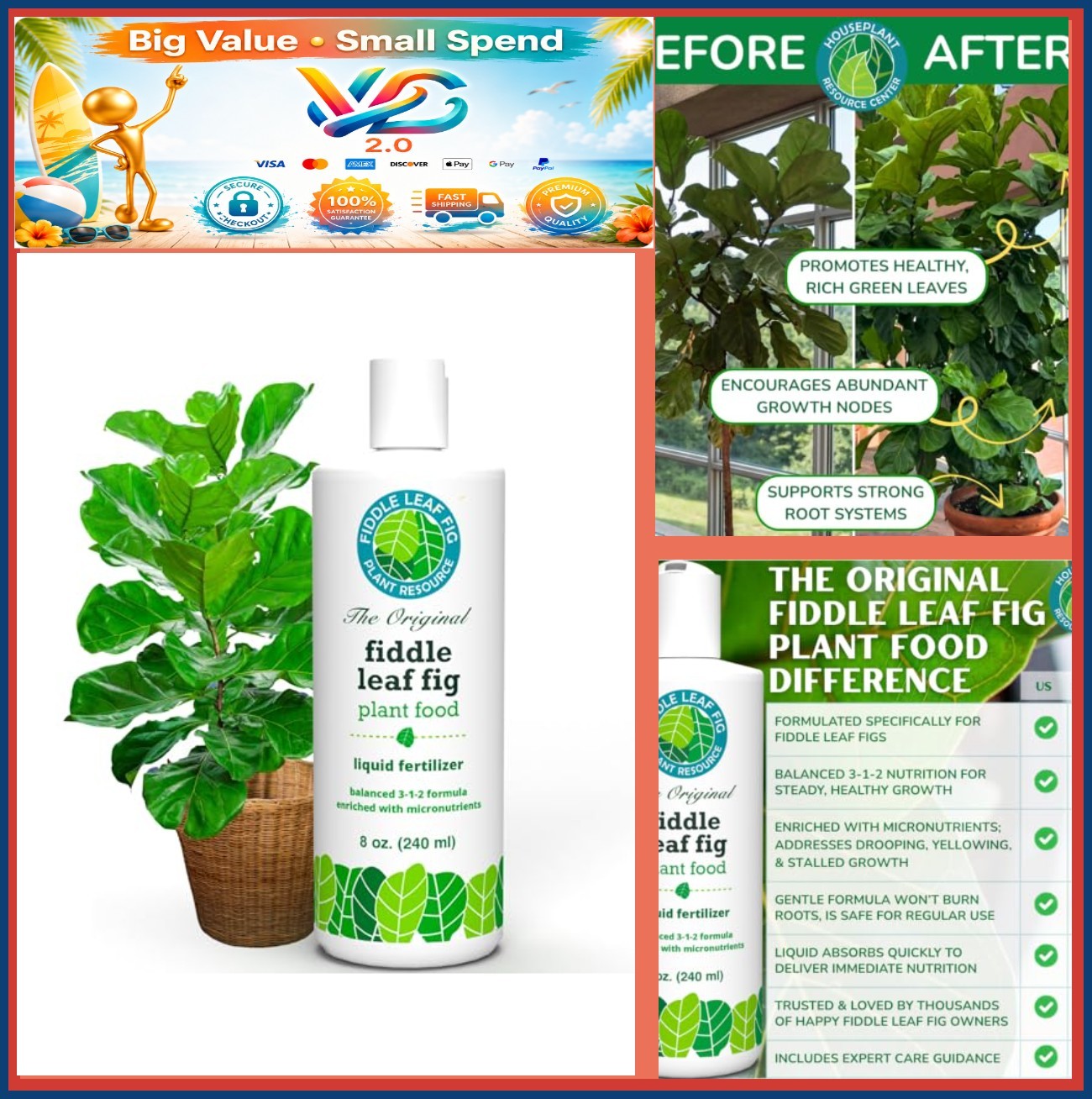 NEW 3-1-2 NPK Liquid Fertilizer 8 oz Ficus