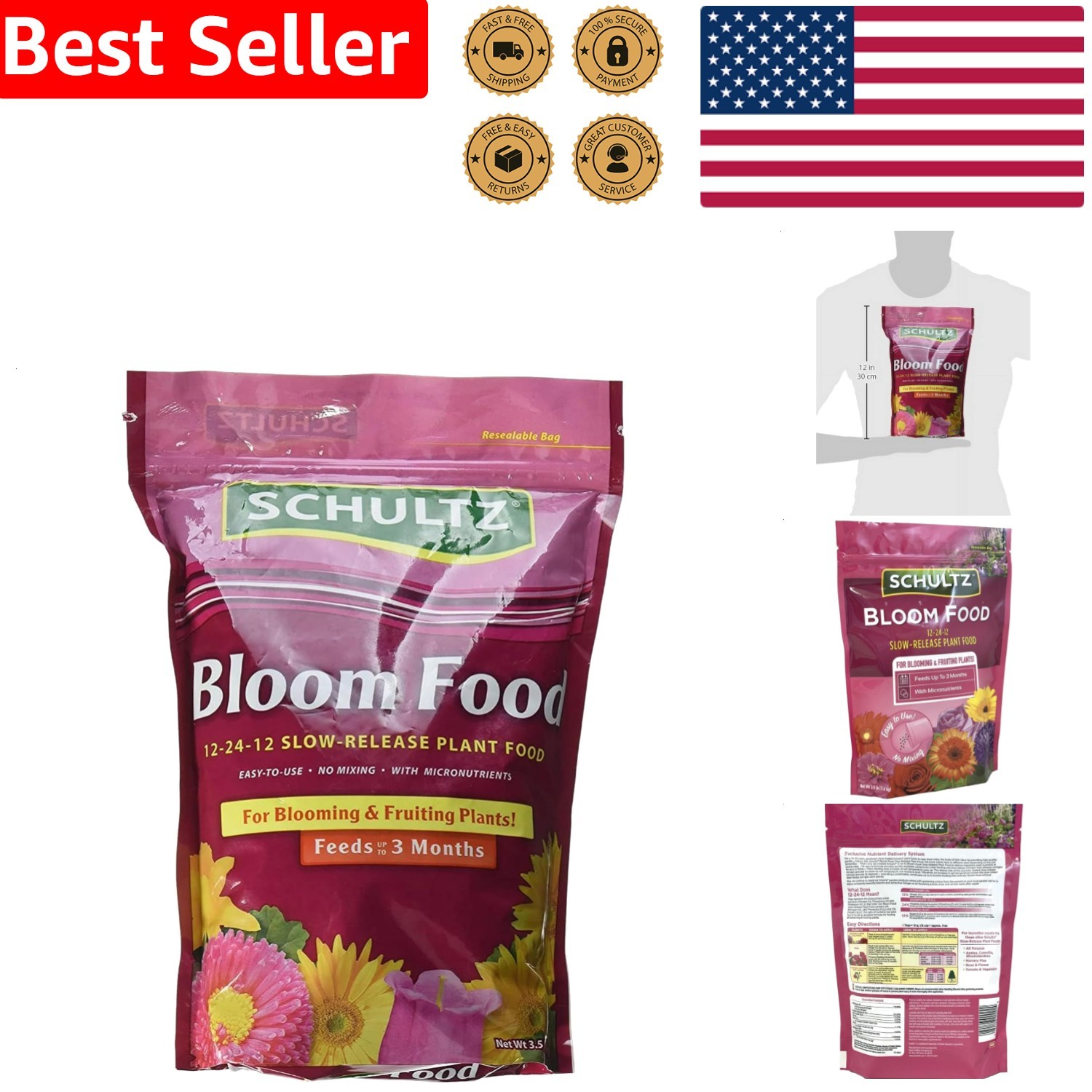Bloom Fertilizer 3.5 Lbs Slow Release Granules for Roses Annuals Perennials