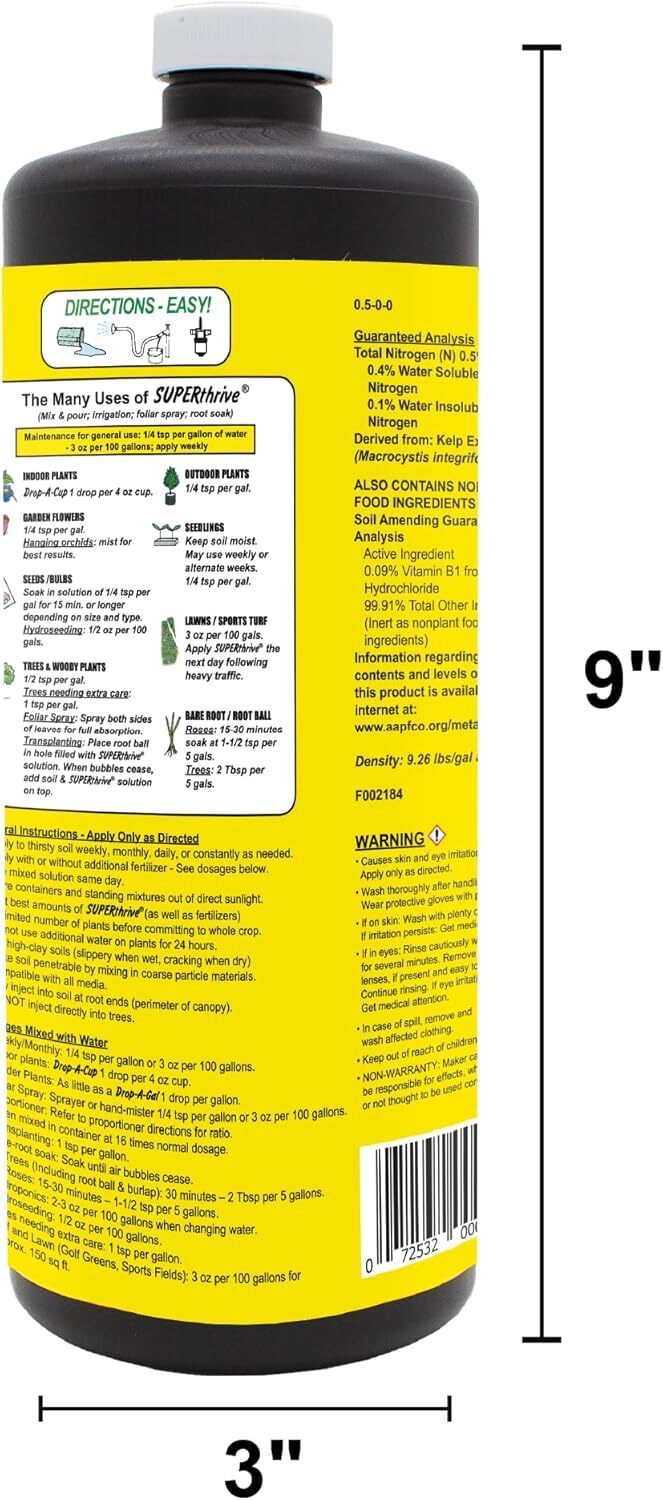 Superthrive 1 Quart Fertilizer Vitamin Solution For Plants Hydroponics Gardening