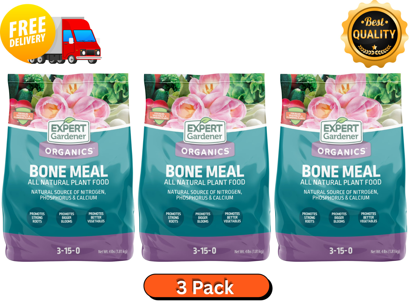 Expert Gardener Bone Meal Plant Food, 3-15-0 Fertilizer, 4 lb ( 2 Pack)