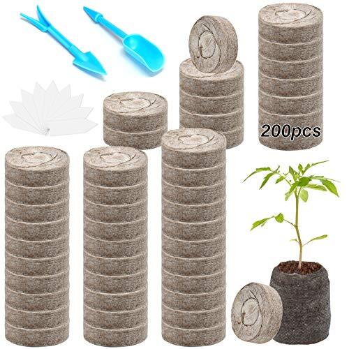 200 Pcs 30mm Peat Pellets Seed Starter Soil Pods Plugs for Vegetable, Seedlin…