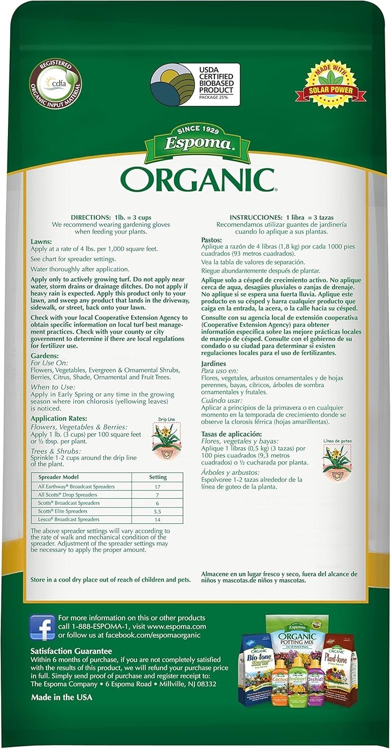 5 lb. Organic Iron-Tone Fertilizer – Correct Iron Deficiency for Lush Greenery