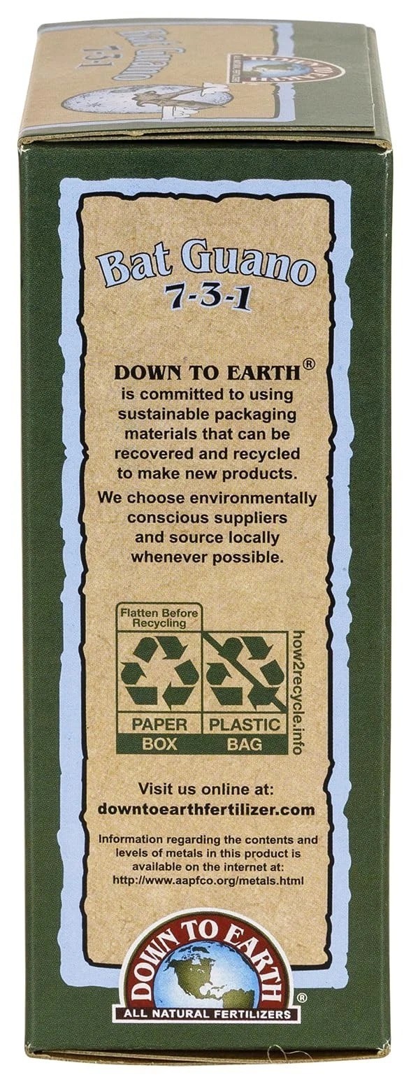 Down to Earth Organic Bat Guano Fertilizer Mix 7-3-1, 4oz