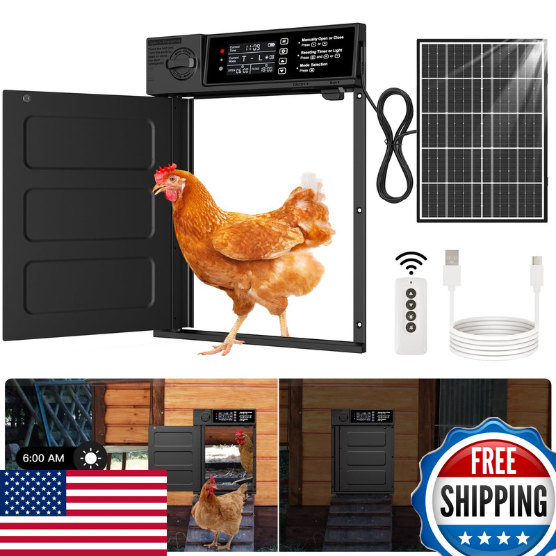 Pet Deluxe Automatic Chicken Coop Door Large Size Solar Powered Coop Door