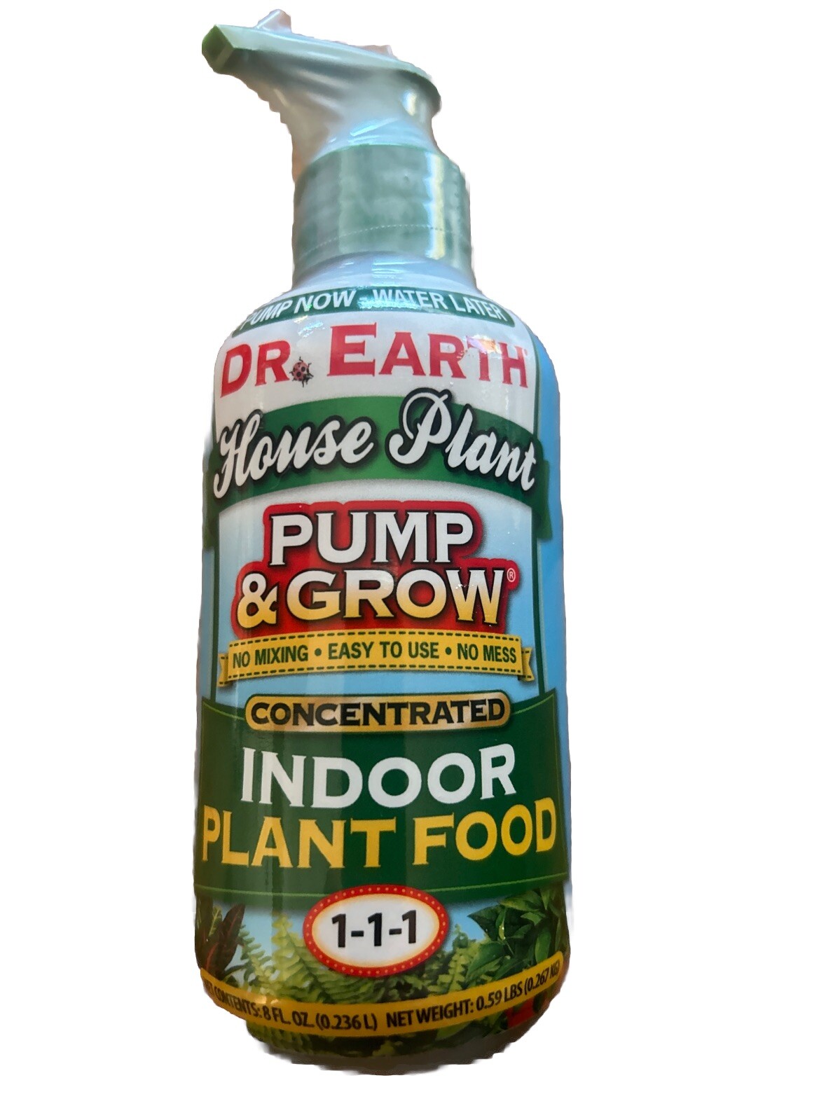 Dr Earth Pump & Grow Indoor Organic Liquid Concentrate Plant Food 8 fl oz SEALED