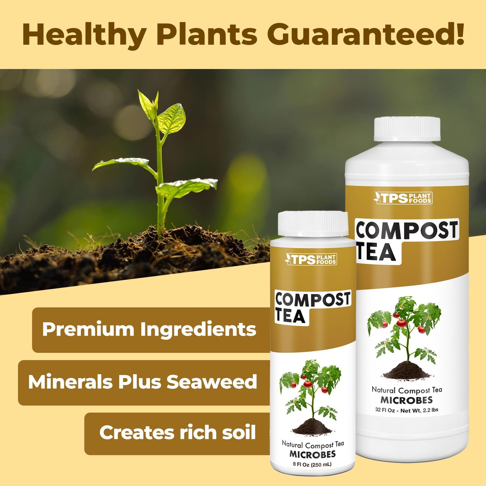 Compost Tea – Liquid Microbial Supplement for Living Soil, 8 oz (1/2 Pint)