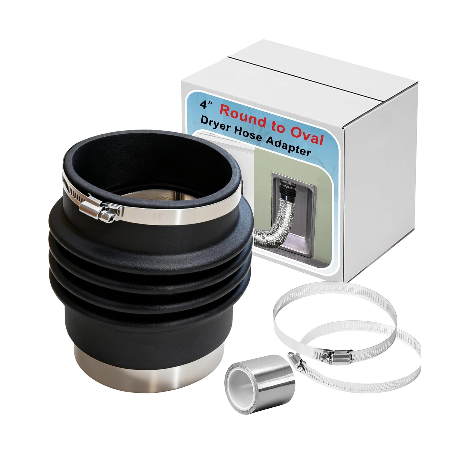 Duct Adapter Round to Oval for Dryer Vent Box Hose Connection, 4 In… Fast Ship