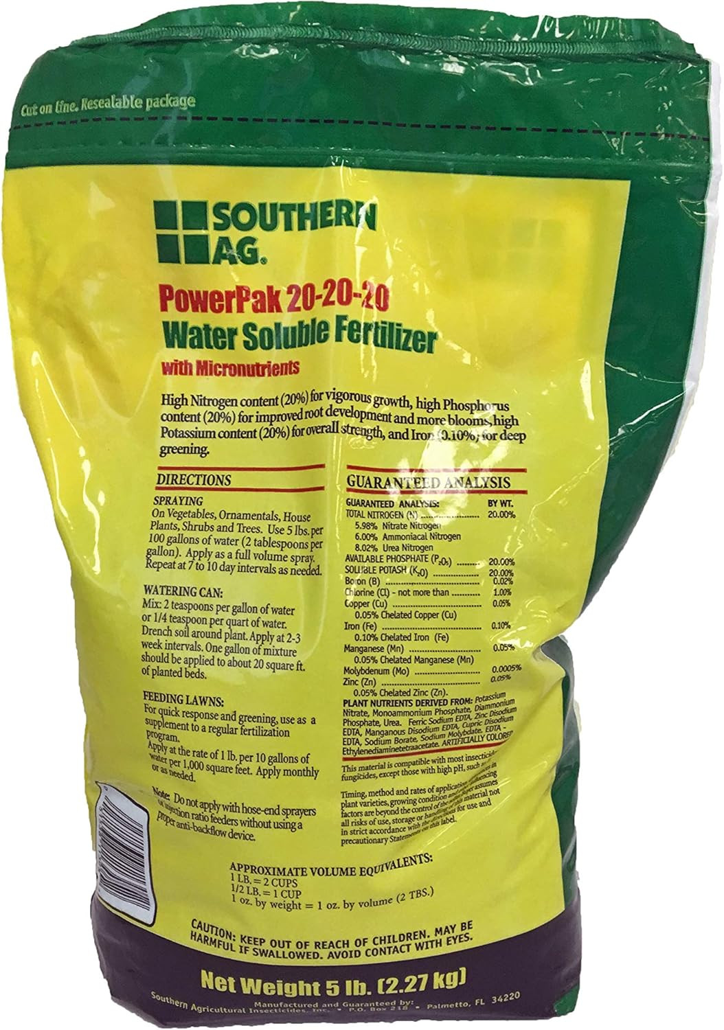 Fertilizante Soluble PowerPak 20 20 20 con Micronutrientes 5 Libras