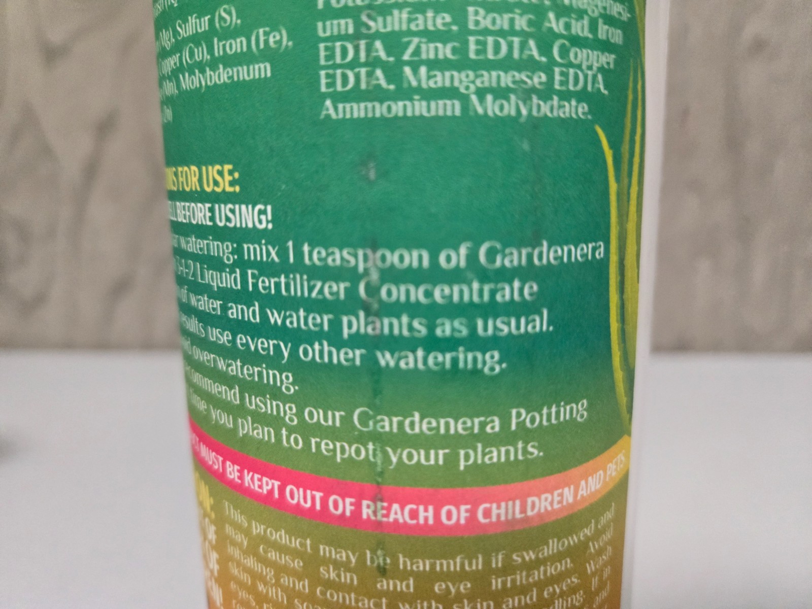 Gardenera 32oz Liquid Aloe Vera Plant Fertilizer Food 3-1-2 Organic Concentrate
