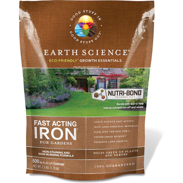 Earth Science Fast Acting Iron Treatment Natural Garden 2.5lbs-Covers 500sqft