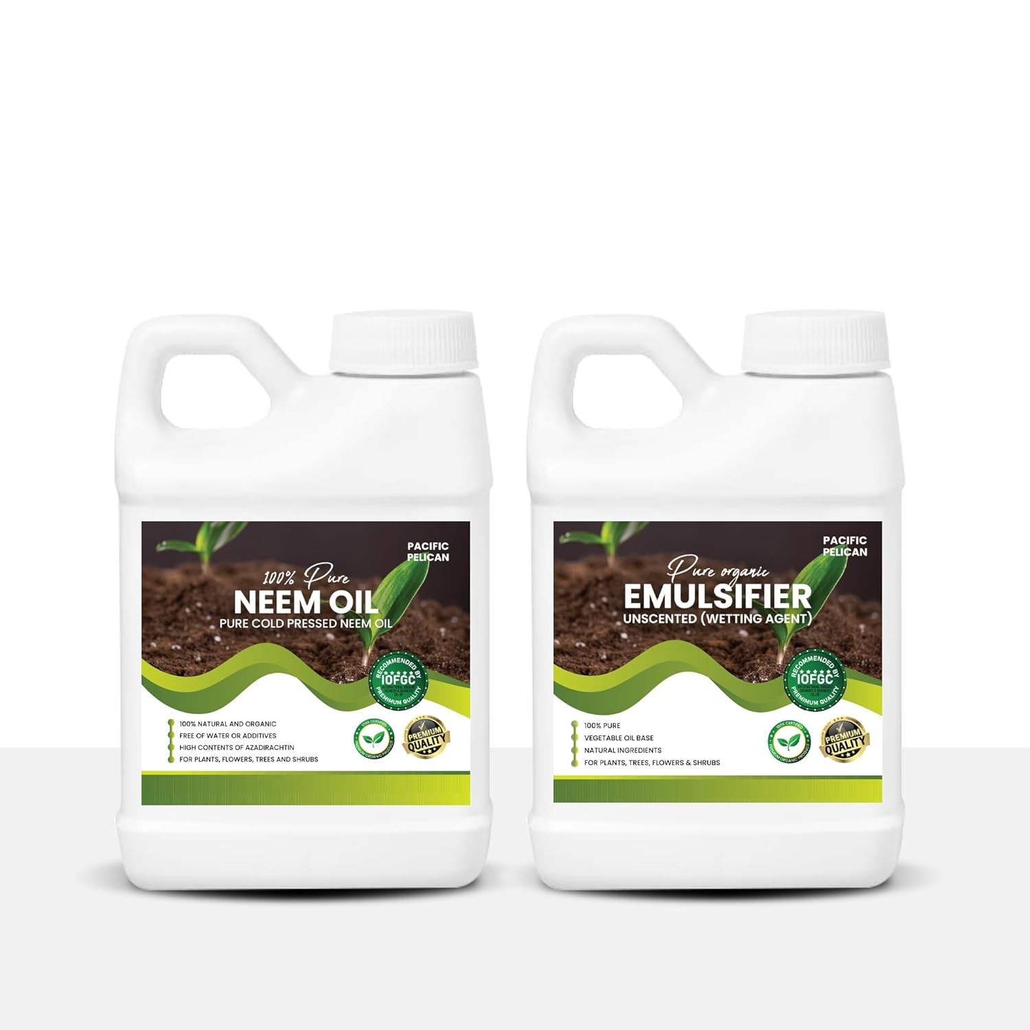 Pacific Pelican 100% Pure Neem Oil & Unscented Emulsifier Combo – Plant Care