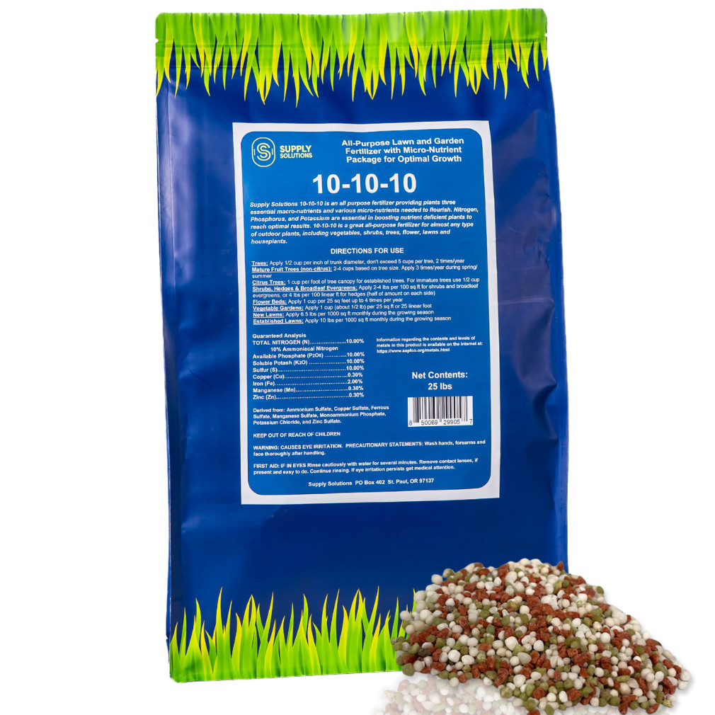 10-10-10 Complete Lawn & Garden Granular Fertilizer with Micronutrients – 25 Lbs