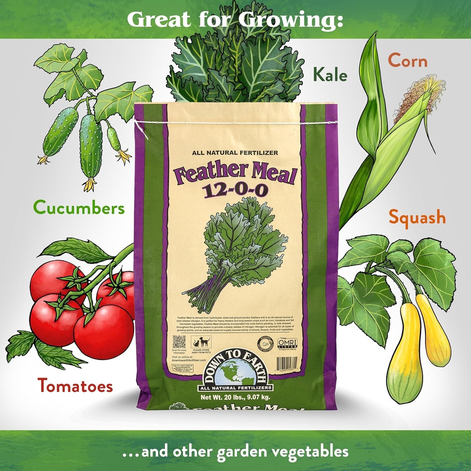 Organic 20 lb Feather Meal – Proven 12-0-0 Nitrogen Source for Lush Gardens