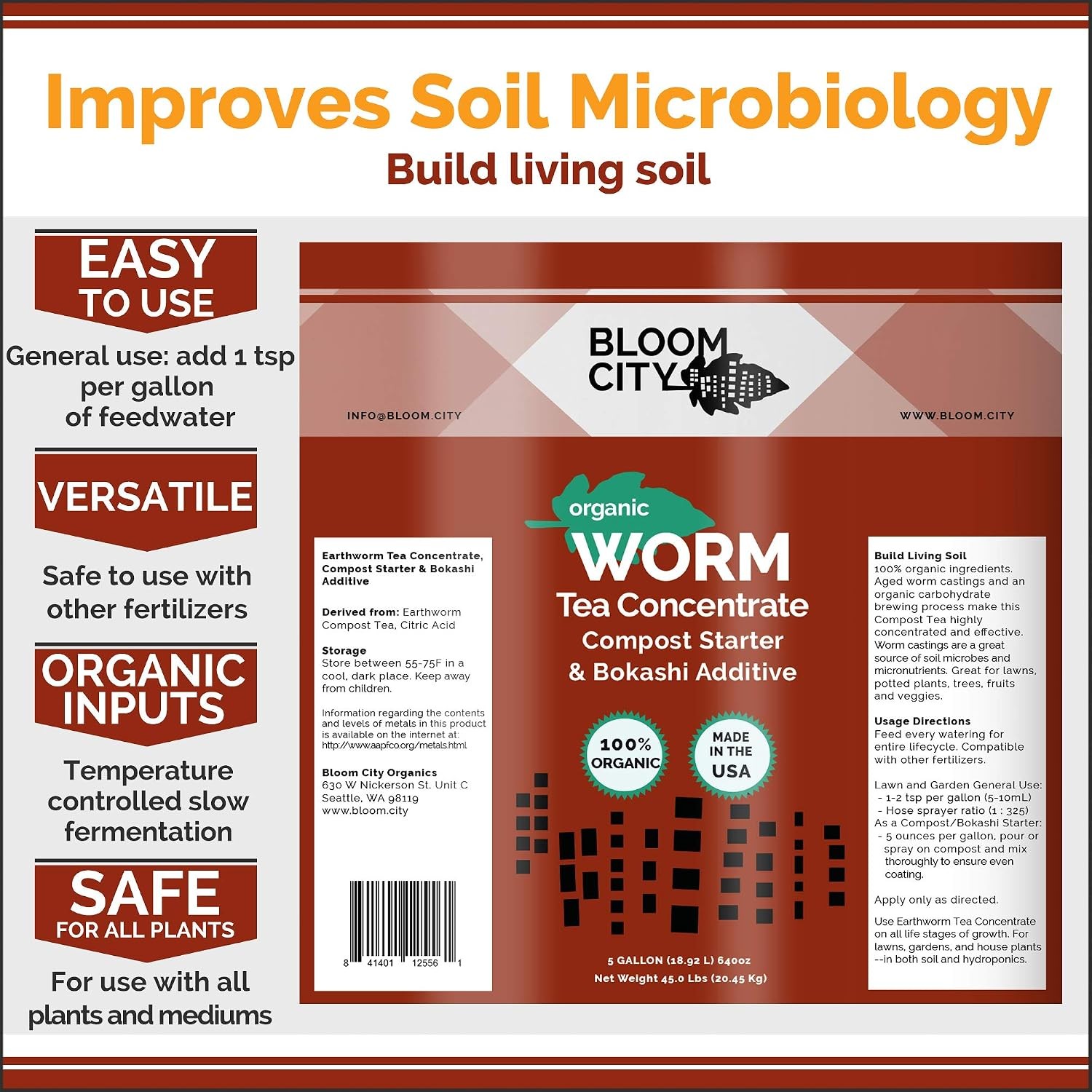 Organic Earthworm Tea Concentrate, Soil Microbe Booster, 8oz | For Compost & Pla