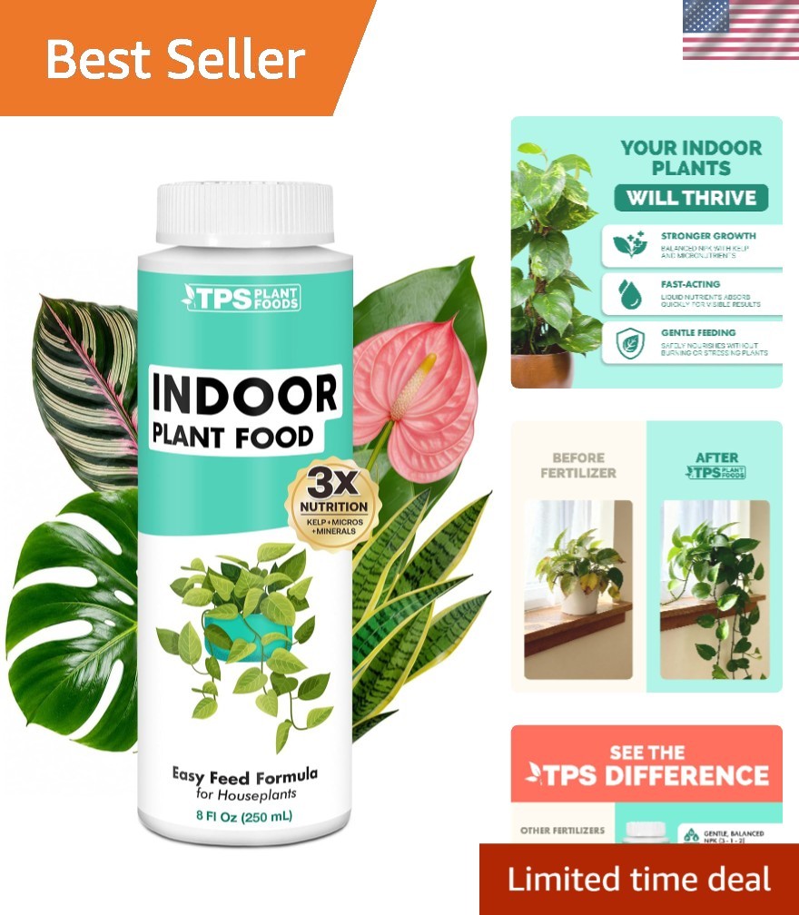 8oz Liquid Plant Food for All Indoor Plants – Encourages Growth & Strong Roots
