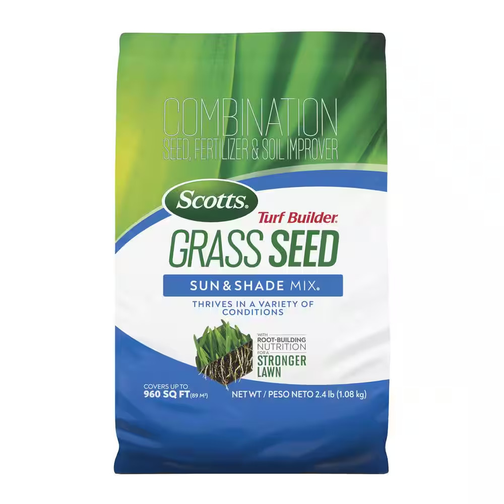 Turf Builder 2.4 Lbs. Grass Seed Sun and Shade Mix with Fertilizer and Soil Impr