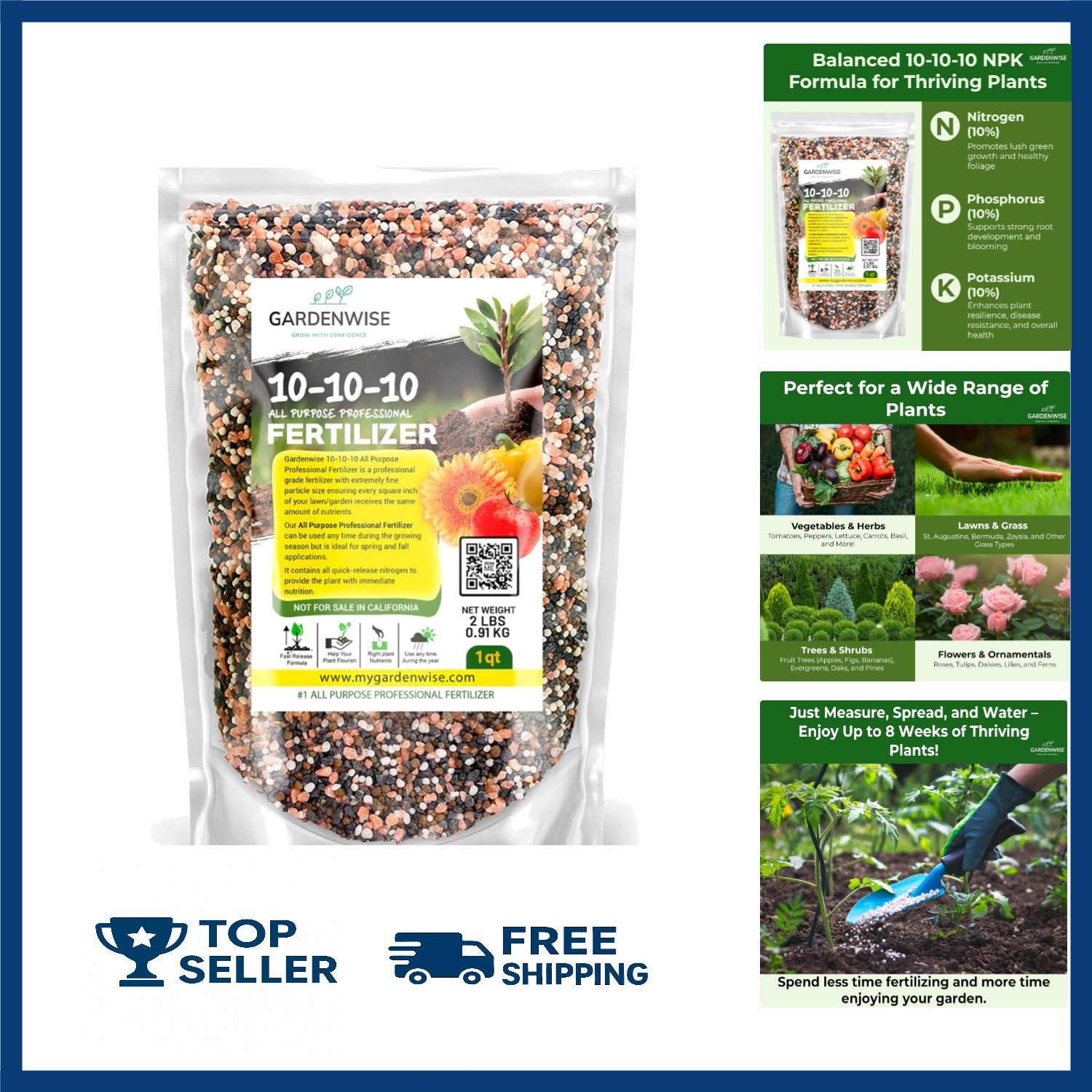 10-10-10 Plant Fertilizer Slow Release – 10 10 10 All Purpose Granular Garden…