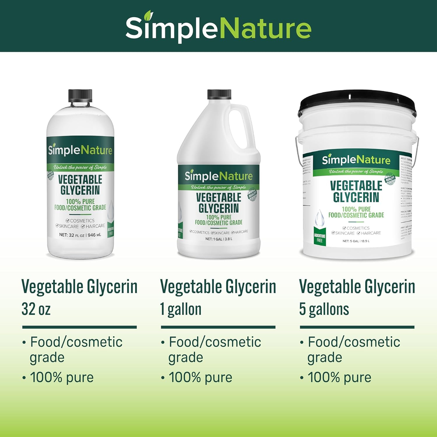 100% Pure Vegetable Glycerin – 5 Gallon with Easy-Pour Spout – Natural Pure Food