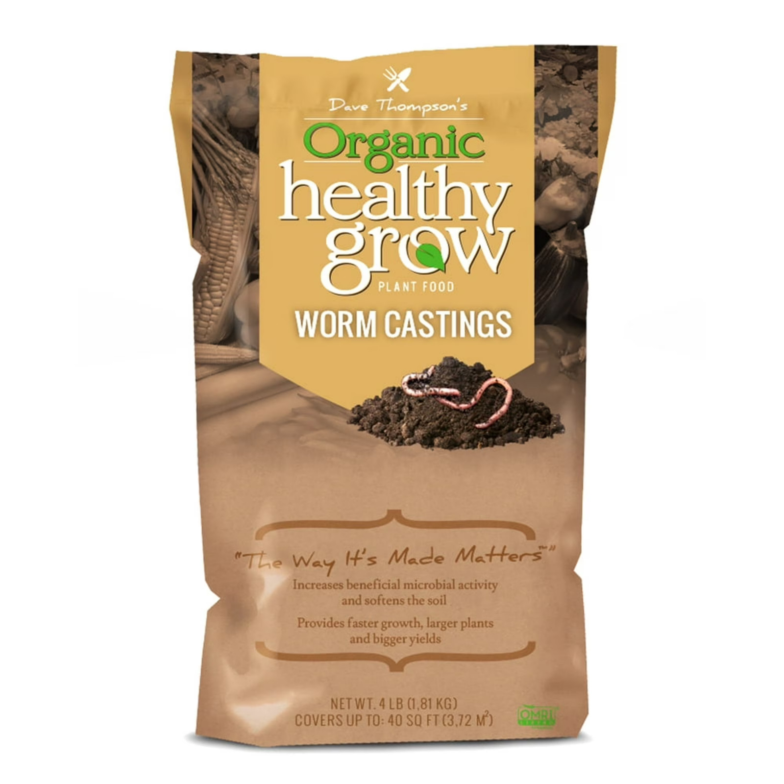 NEW! Organic Healthy Grow Worm Castings Garden Plant Food Fertilizer, 4 lb Bag
