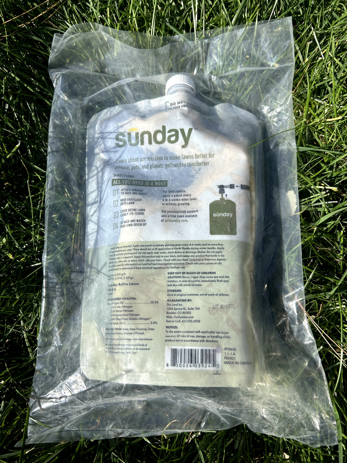 Sunday – Active Lawn (5000 sq ft., Net Contents 42.3 fl oz)