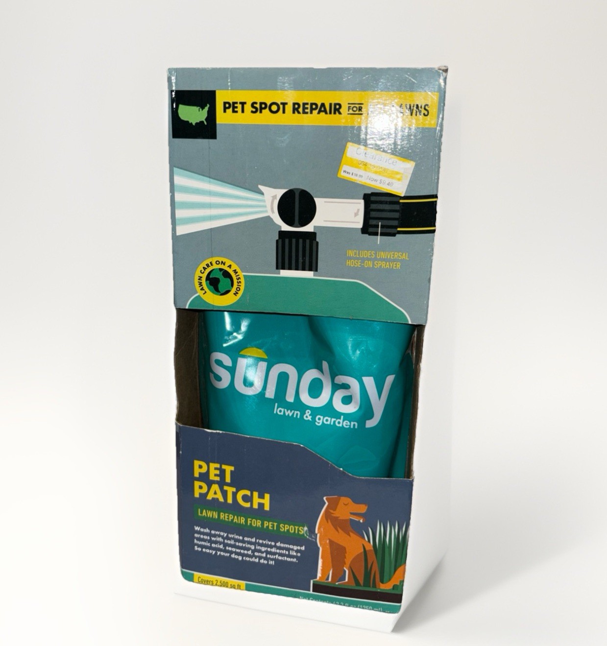 Sunday Pet Patch Repair Fix Spots and Thicken Lawn W/ Sprayer 2500sq ft