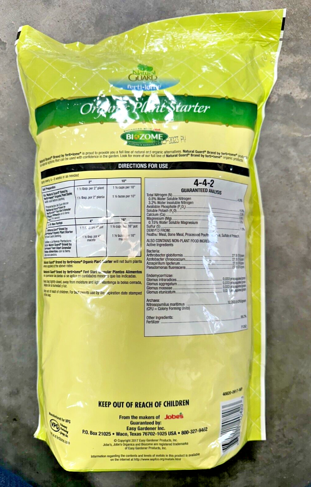 Fertilome Natural Guard Natural and Organic Plant Starter Food 4-4-2, 4 Lbs