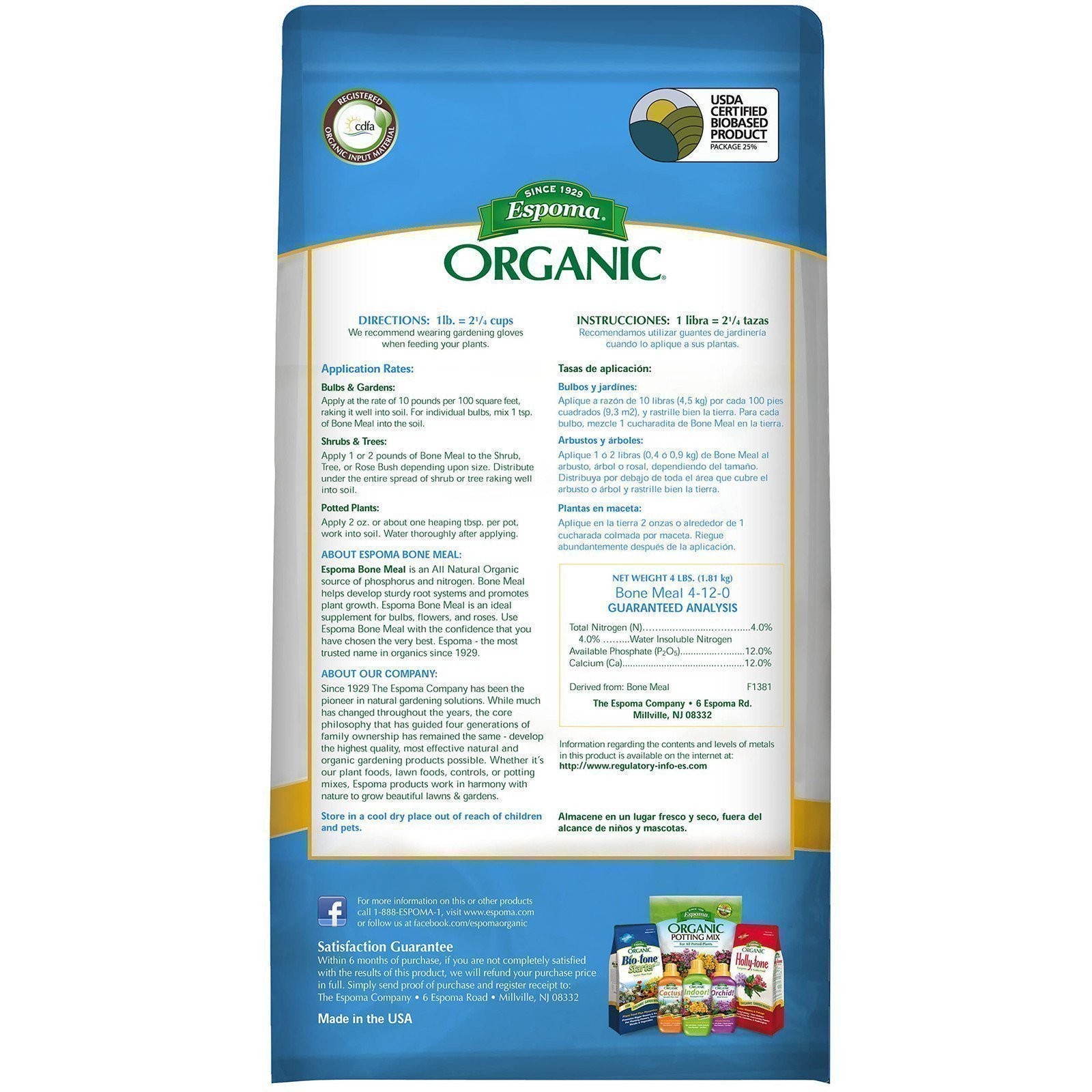 Espoma Organic Bone Meal Fertilizer 4-12-0. All-Natural Plant Food Source of…