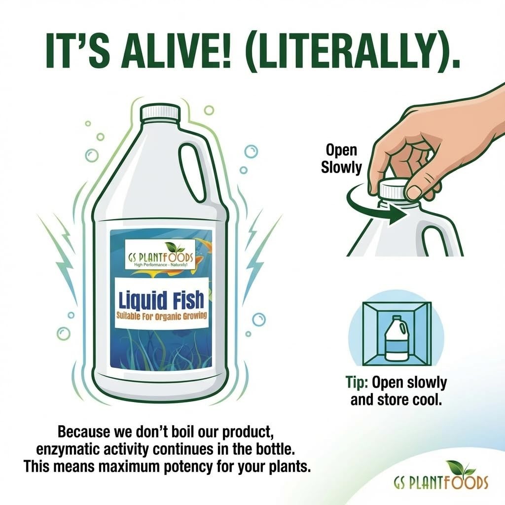 Organic Liquid Fish Fertilizer 1 Gallon – Hydrolyzed Nutrient Boost for Gardens