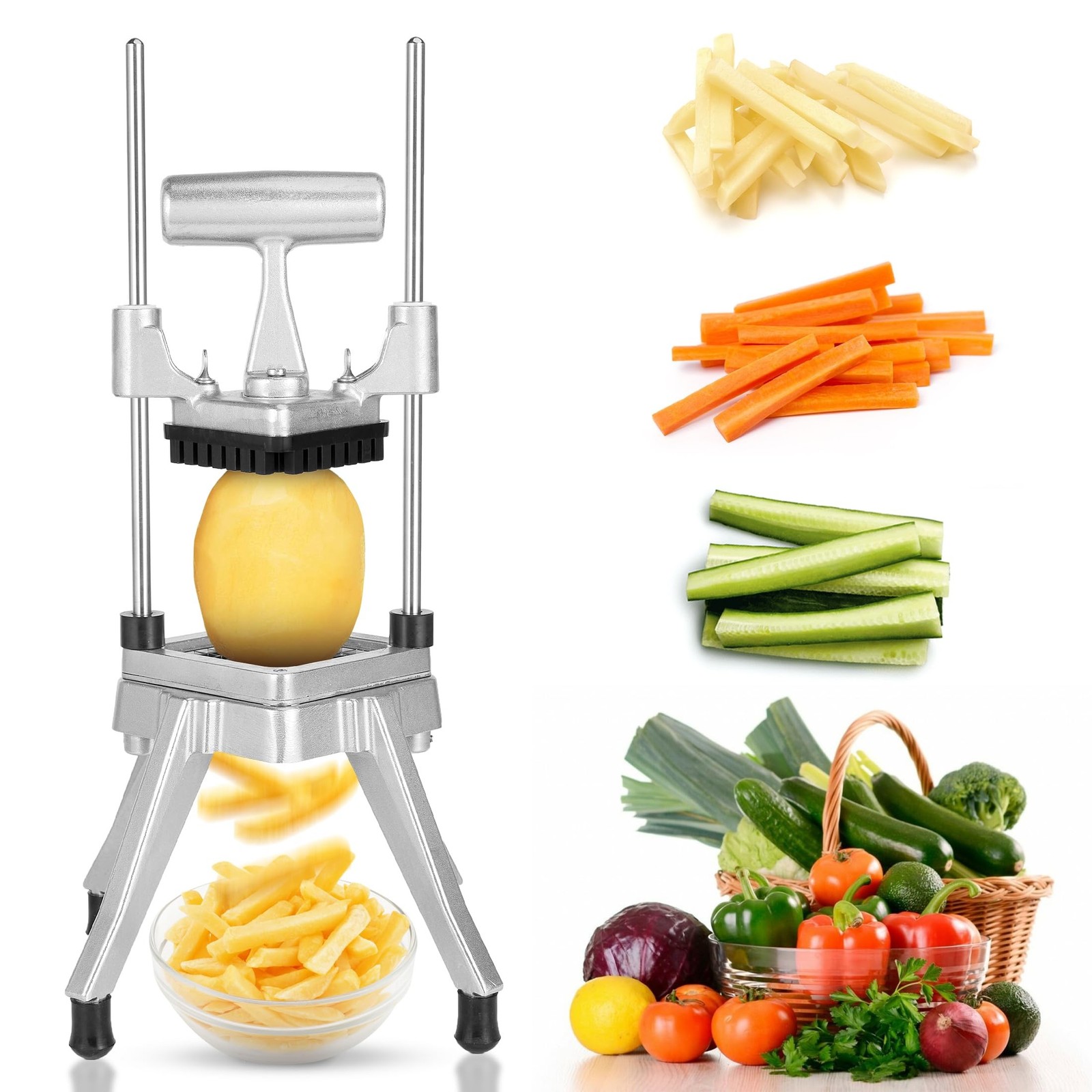 WICHEMI Commercial Vegetable & Fruit Chopper – Stainless Steel Dicer, Cutter …