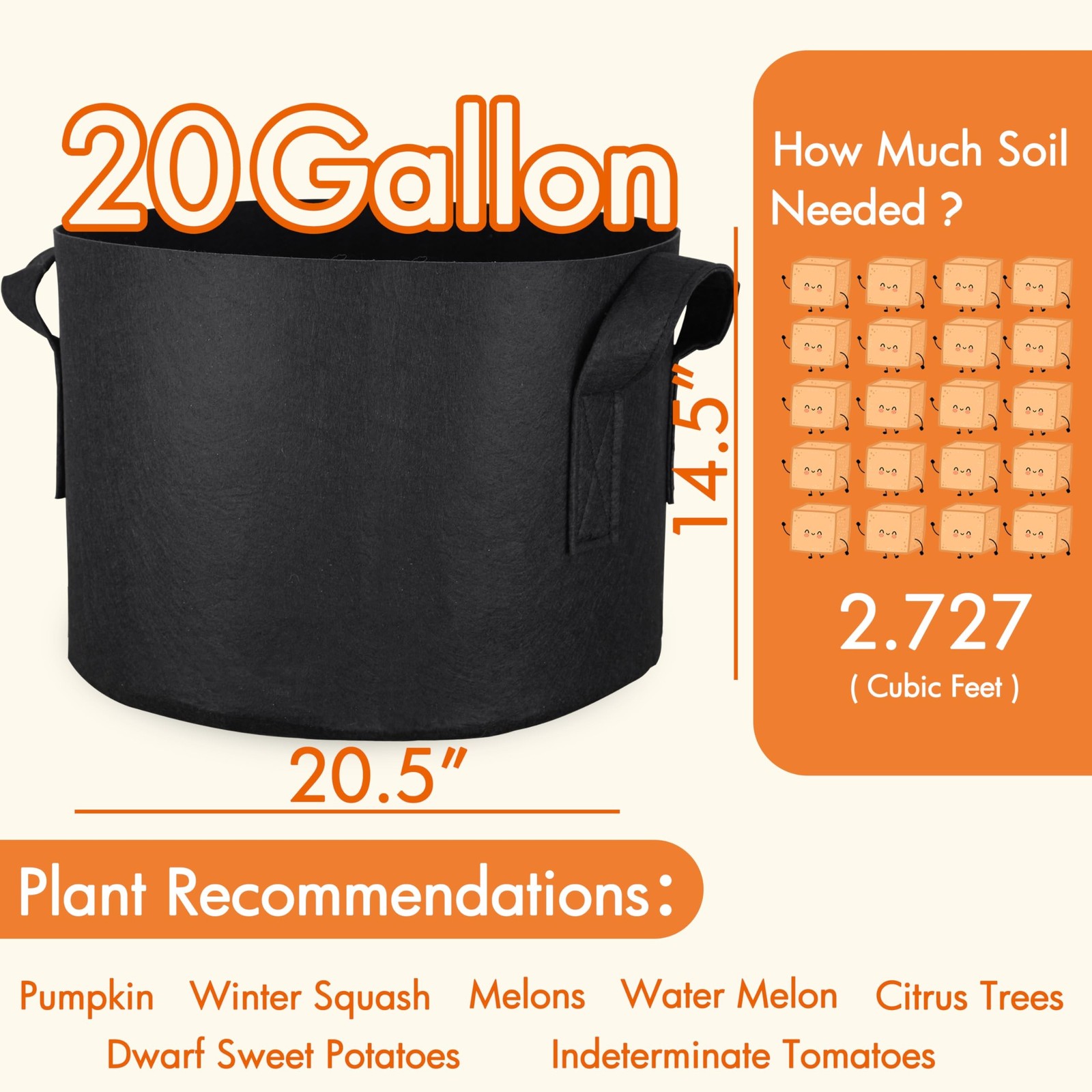 Gardzen 10 Pack 20 Gallon Grow Bags & 5 Pack 40 Cell Seed Starter Tray Kit, T…