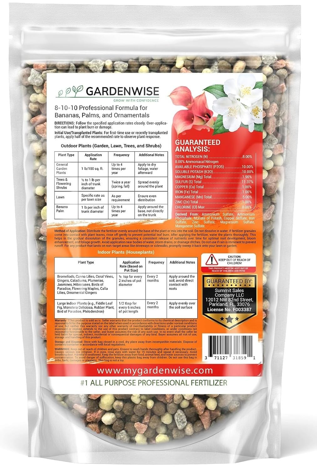 Elite 8-10-10 Fertilizer for Fruit Trees & Flowers 1/2 Quart