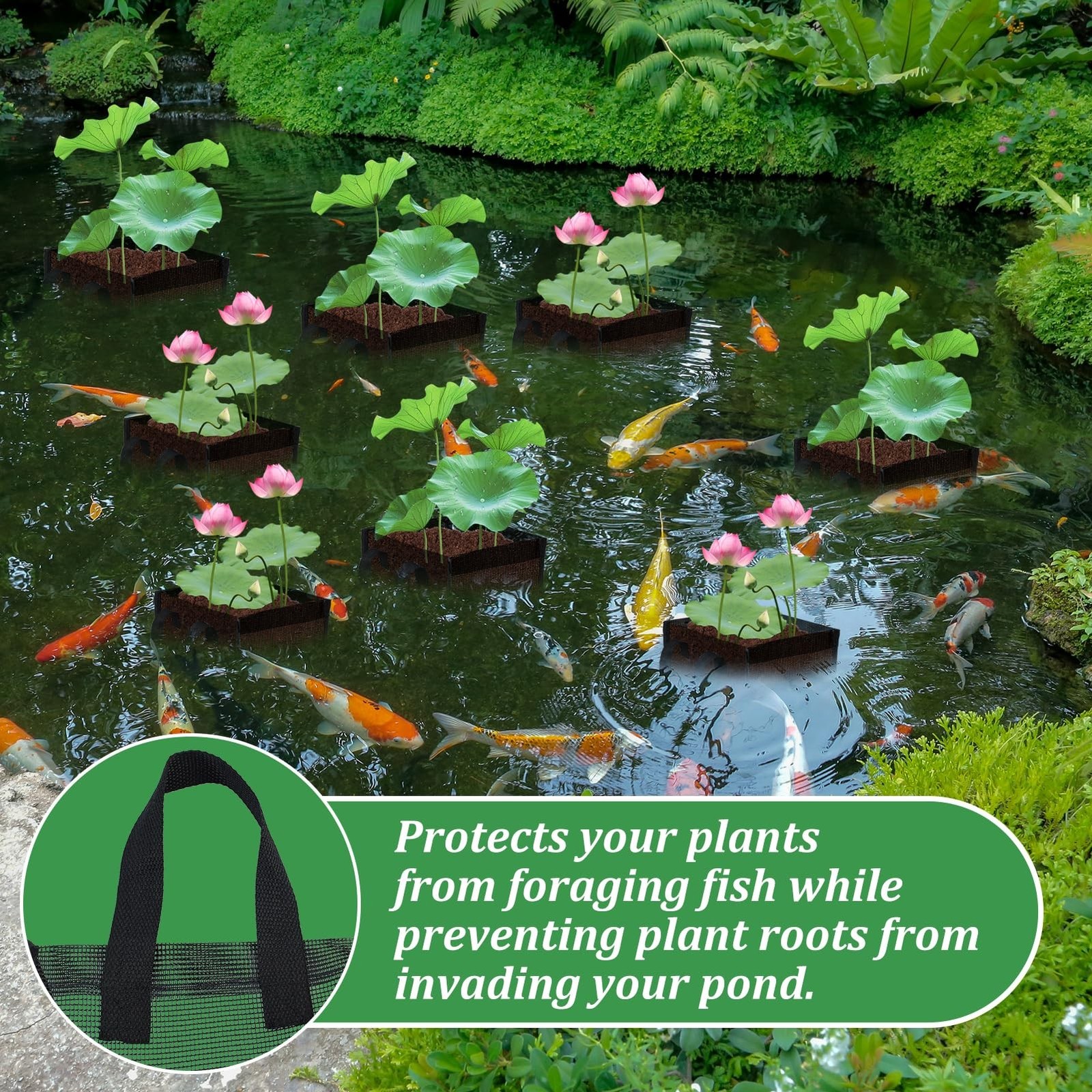 6PCS Mesh Aquatic Pond Plant Baskets, 2 Gallon Large Pond Planting Bags Reusa…