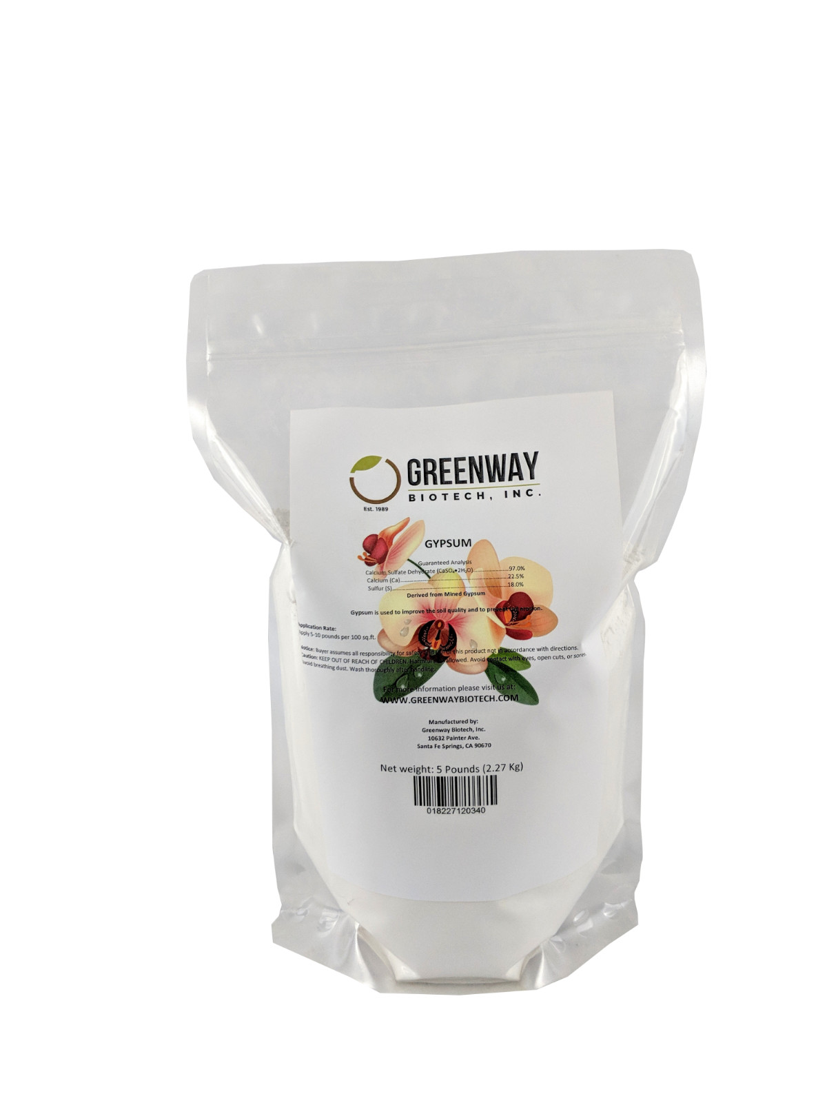 Gypsum Powder Calcium Sulfate Fertilizer Solution Grade 5 Pounds